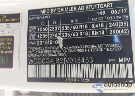 2018 Mercedes-Benz Glc 300 из США, поврежденный, VIN WDC0G4JB2JV018453